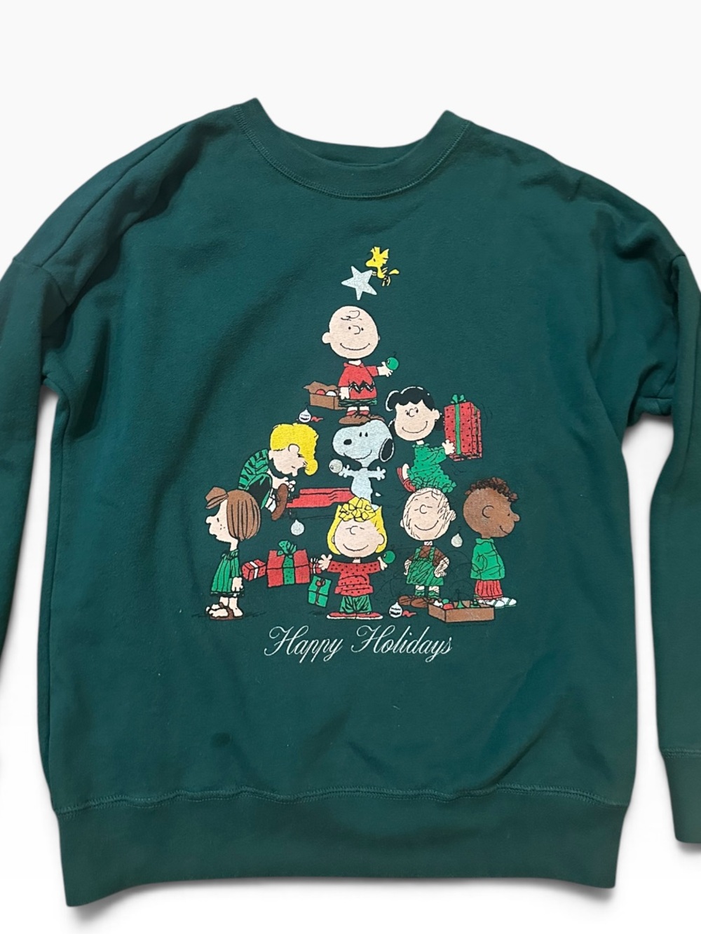 abercrombie kids Forest Green Peanuts Holiday Crewneck Sweatshirt
